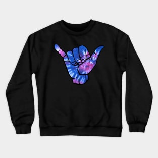 Shaka Hand - Hang Loose Distressed Blue Tie Die Crewneck Sweatshirt